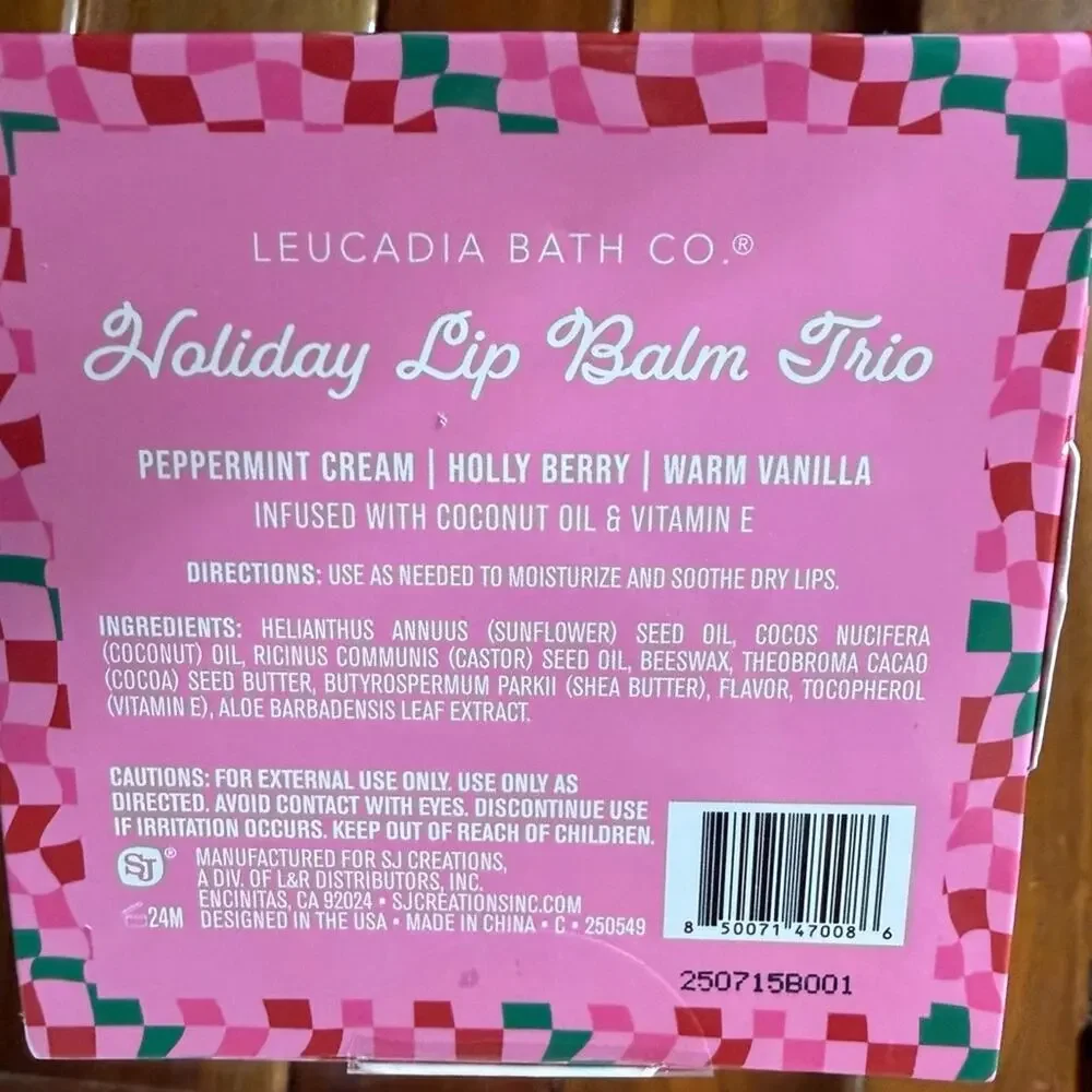 Leucadia Bath Co. Holiday Lip Balm Trio snow globe gift set